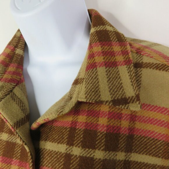 Pendleton Plaid Jacket FLAW Camel Brown Pink Wool & Lambswool  Lined Coat - Picture 8 of 15